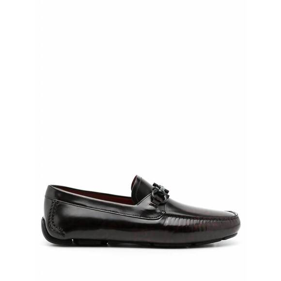 NEW SALVATORE FERRAGAMO men\'s leather penny loafer in red/black main image 2
